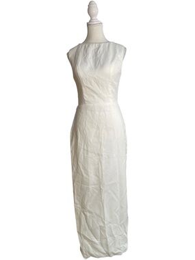Classic Ivory Sheath Wedding Dress - Sleeveless Boat Neck